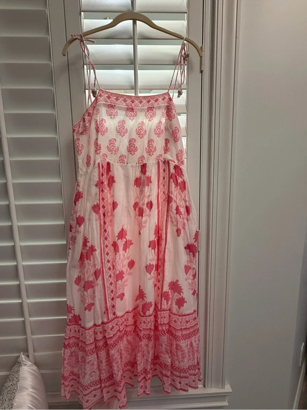 Oliphant White and Pink Floral Tie-Shoulder Maxi Dress - Picture 1 of 5